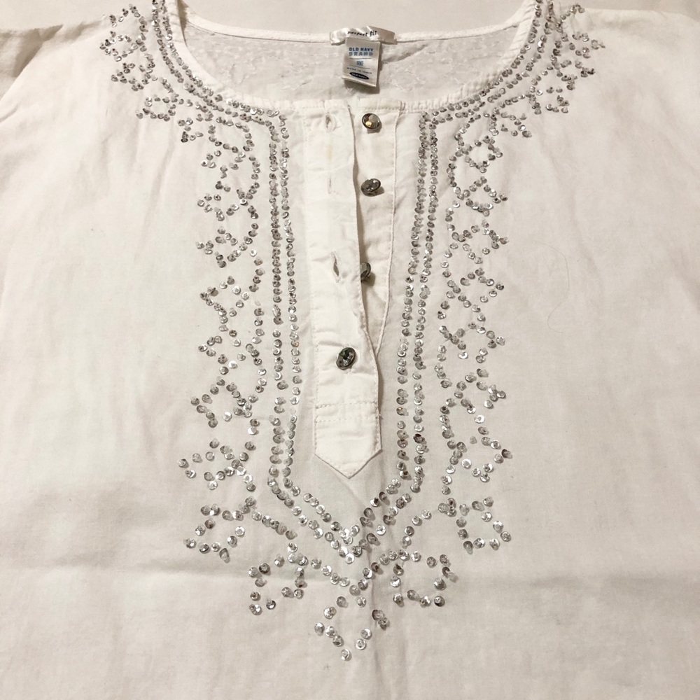 Old Navy Women’s L/S White Boho Beaded Tunic - M - Picture 8 of 14